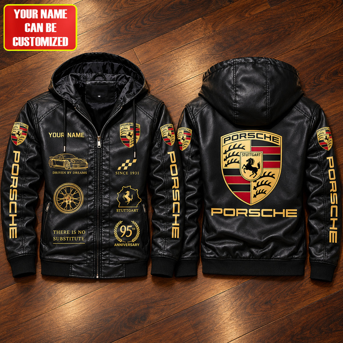 Personalized Pors 2026 Hooded Varsity Leather Jacket (1931-2026)