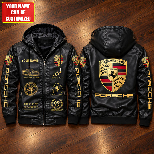 Personalized Pors 2026 Hooded Varsity Leather Jacket (1931-2026)