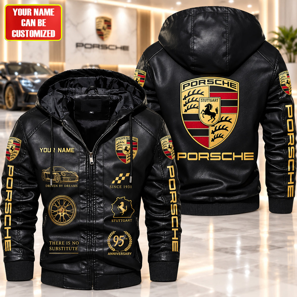 Personalized Pors 2026 Hooded Varsity Leather Jacket (1931-2026)