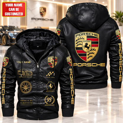 Personalized Pors 2026 Hooded Varsity Leather Jacket (1931-2026)