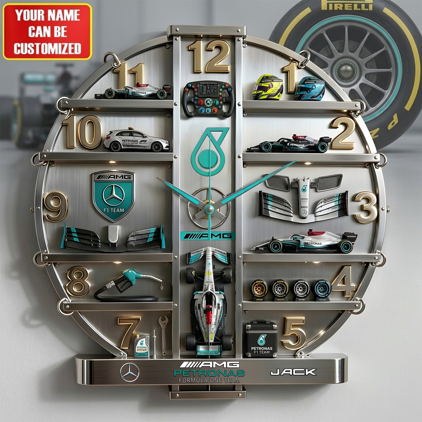Merc AMG Petronas Home Decorative 3D Visual Effect Acrylic Wall Clock