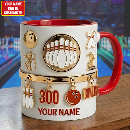 Personalized Bowling Accent Mug , Cream Mug Gifts , Holiday Gifts
