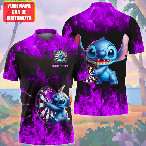 Personalized Name Purple St Darts Fire All Over Printed Unisex Shirt Q160401