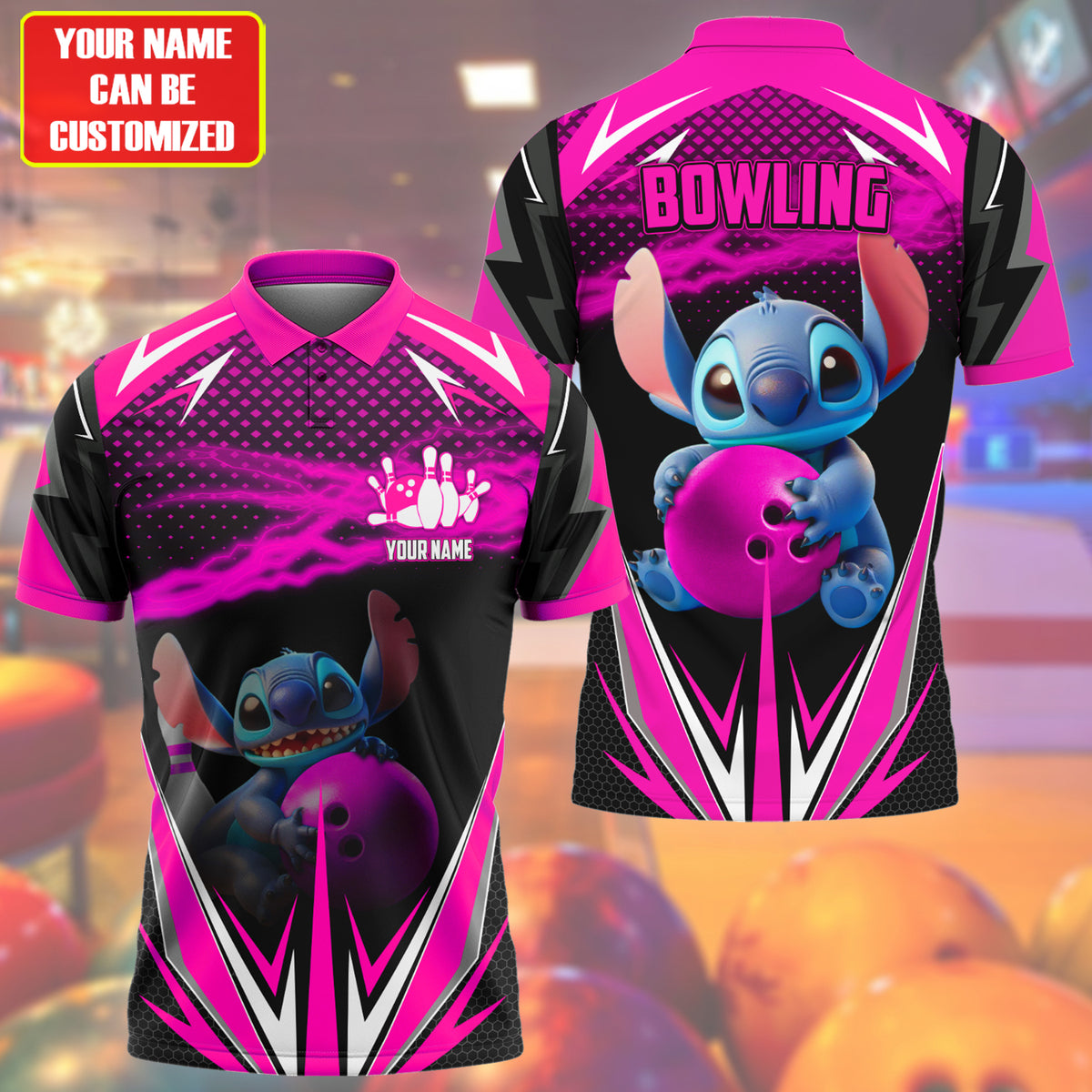 Personalized Name ST Bowling Pink Version All Over Printed Unisex Shirt Q160501