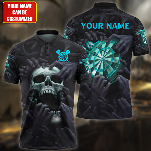 Personalized Name Teal Skull Darts Darkness All Over Printed Unisex Shirt Q160506
