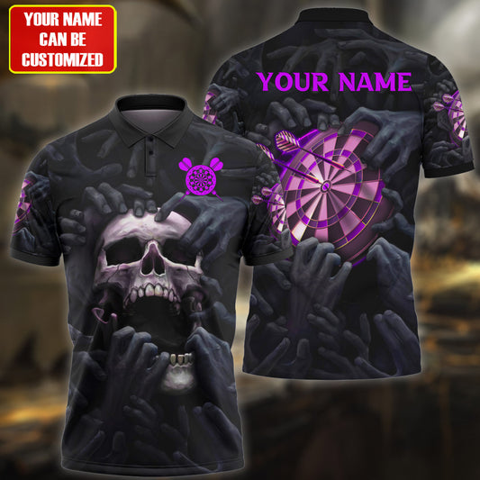 Personalized Name Purple Skull Darts Darkness All Over Printed Unisex Shirt Q160506