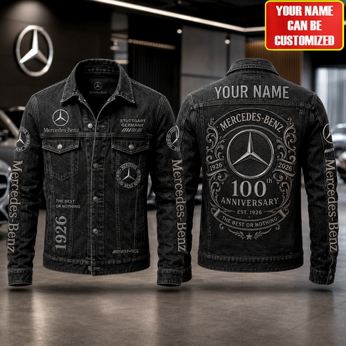 Personalized Merc 100TH Anniversary Denim Casual Jacket , Cotton Jeans Jackets