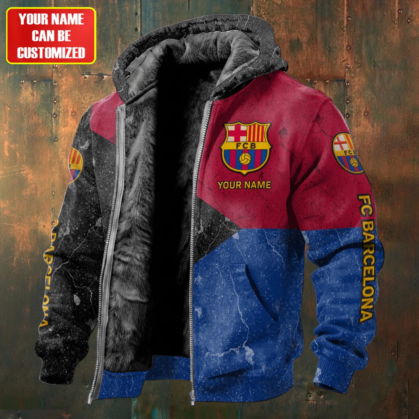 Personalized Barca Fleece inside Jacket V6
