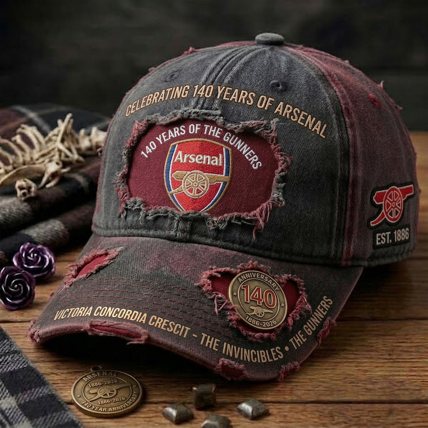 Arsenal FC 140 Years Anniversary Denim Classic Cap (1886-2026)