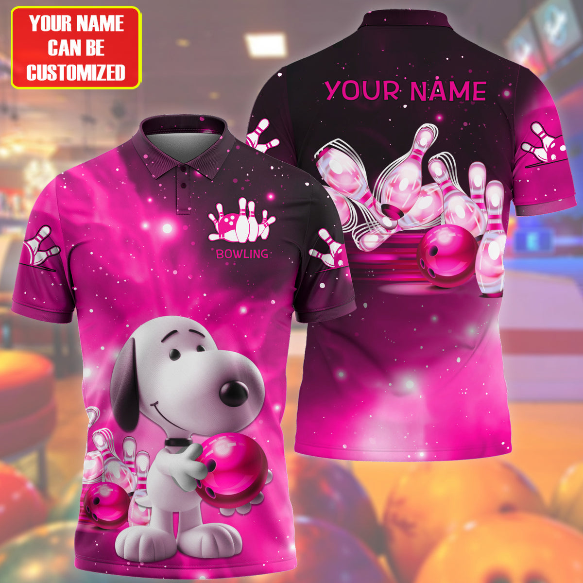 Personalized Name Pink Snp Bowling All Over Printed Unisex Shirt Q170501