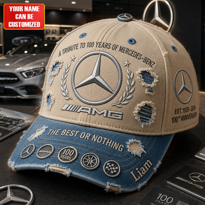 Merc Celebrate 100 Years Of Legend - Personalized Classic Cap, Gift For Car Fans