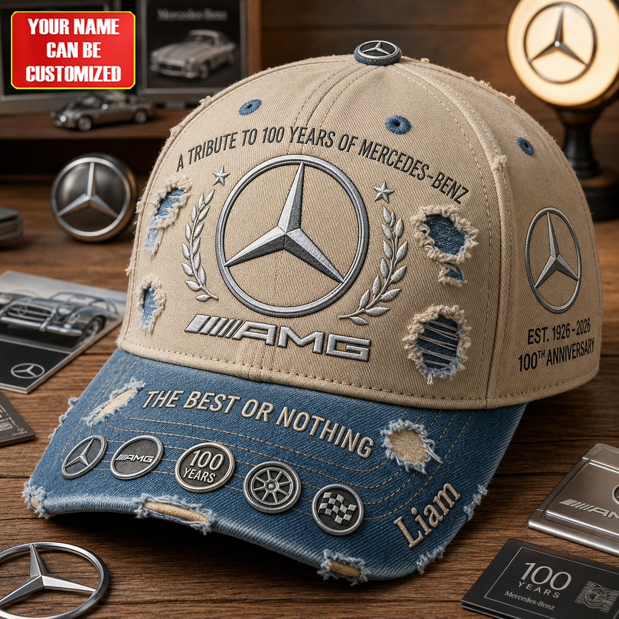 Merc Celebrate 100 Years Of Legend - Personalized Classic Cap, Gift For Car Fans