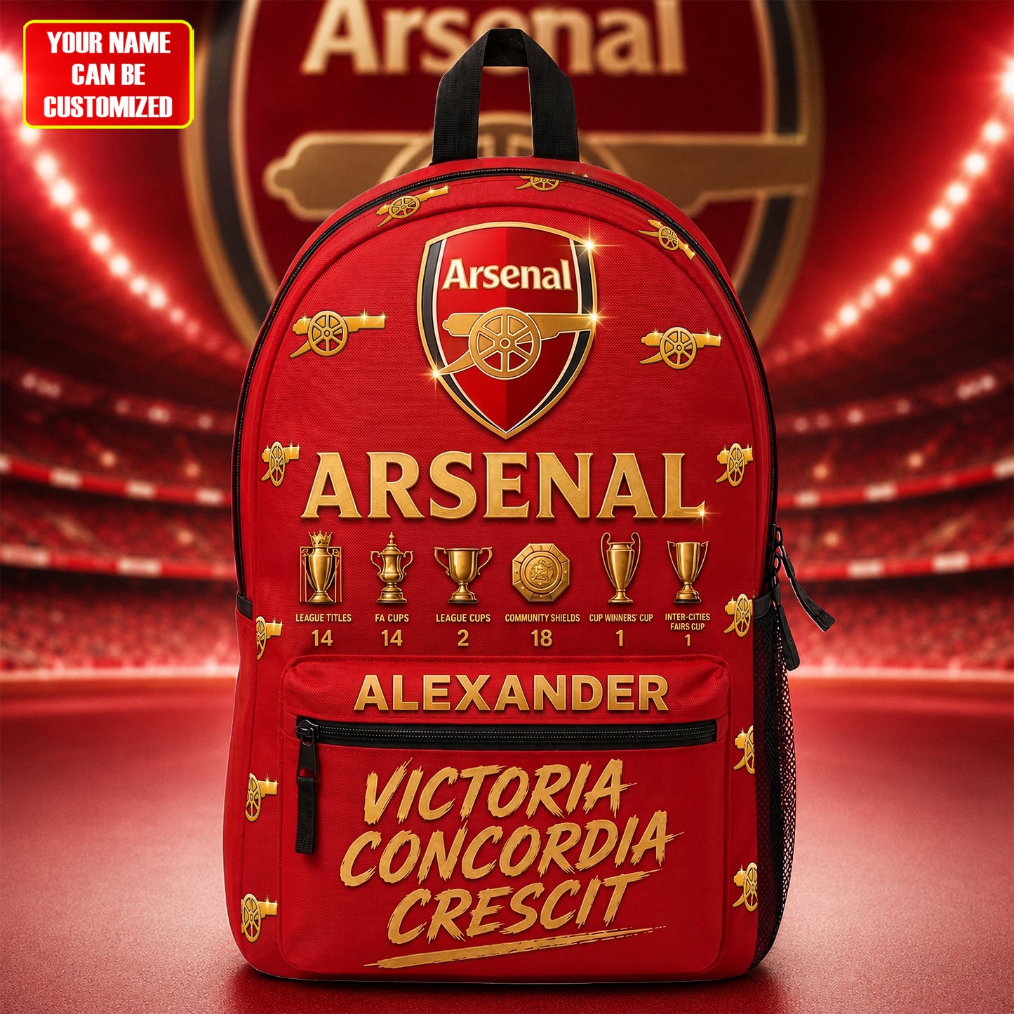 Personalized Arsenal FC 2026 Sport Backpack with Custom Name – Gift for Arsenal Fans