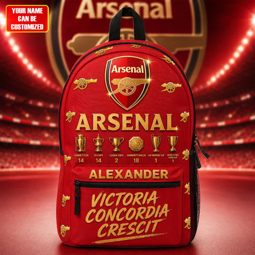 Personalized Arsenal FC 2026 Sport Backpack with Custom Name – Gift for Arsenal Fans