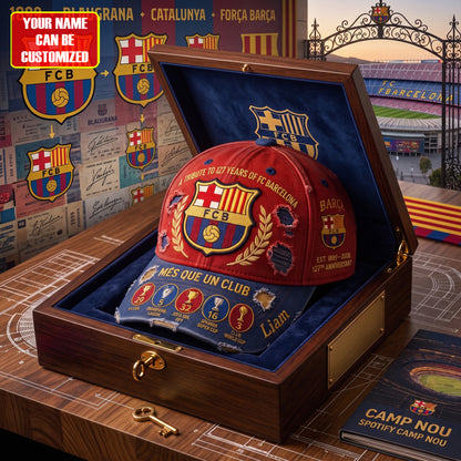Personalized Barca FC 127 Years Of Legend Denim Classic Cap (1899-2026)