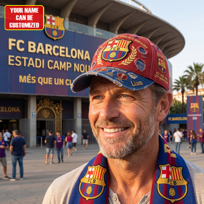 Personalized Barca FC 127 Years Of Legend Denim Classic Cap (1899-2026)