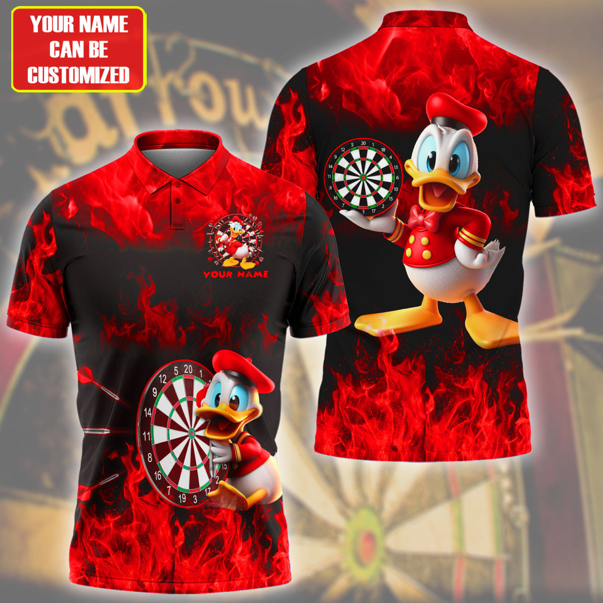 Personalized Name Red Dn Darts Fire All Over Printed Unisex Shirt Q170905