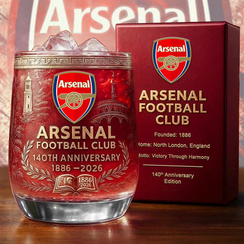 Personalized Arsenal 140 Years Anniversary Whisky , Arsenal Anniversary Edition Whiskey Glass