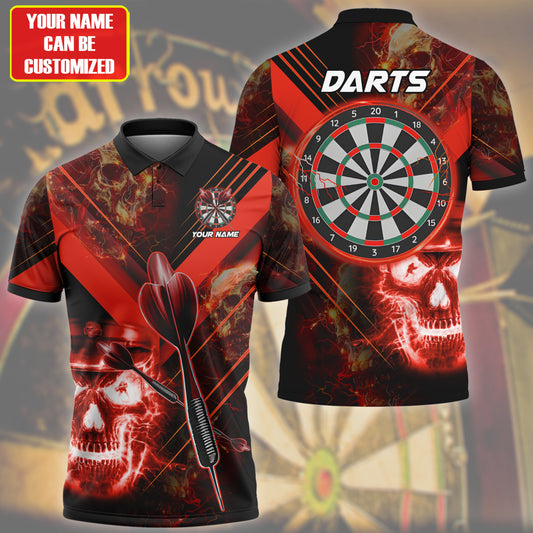 Personalized Name Skull Darts Lighning Red Version All Over Printed Unisex Shirt Q180603