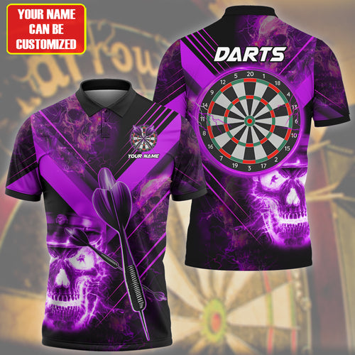 Personalized Name Skull Darts Lighning Purple Version All Over Printed Unisex Shirt Q180603
