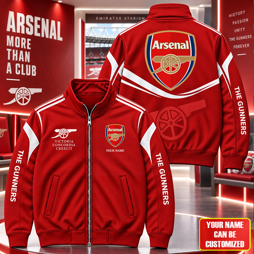 Personalized Arsenal 2026 Victoria Zipper Stand Collar Jacket