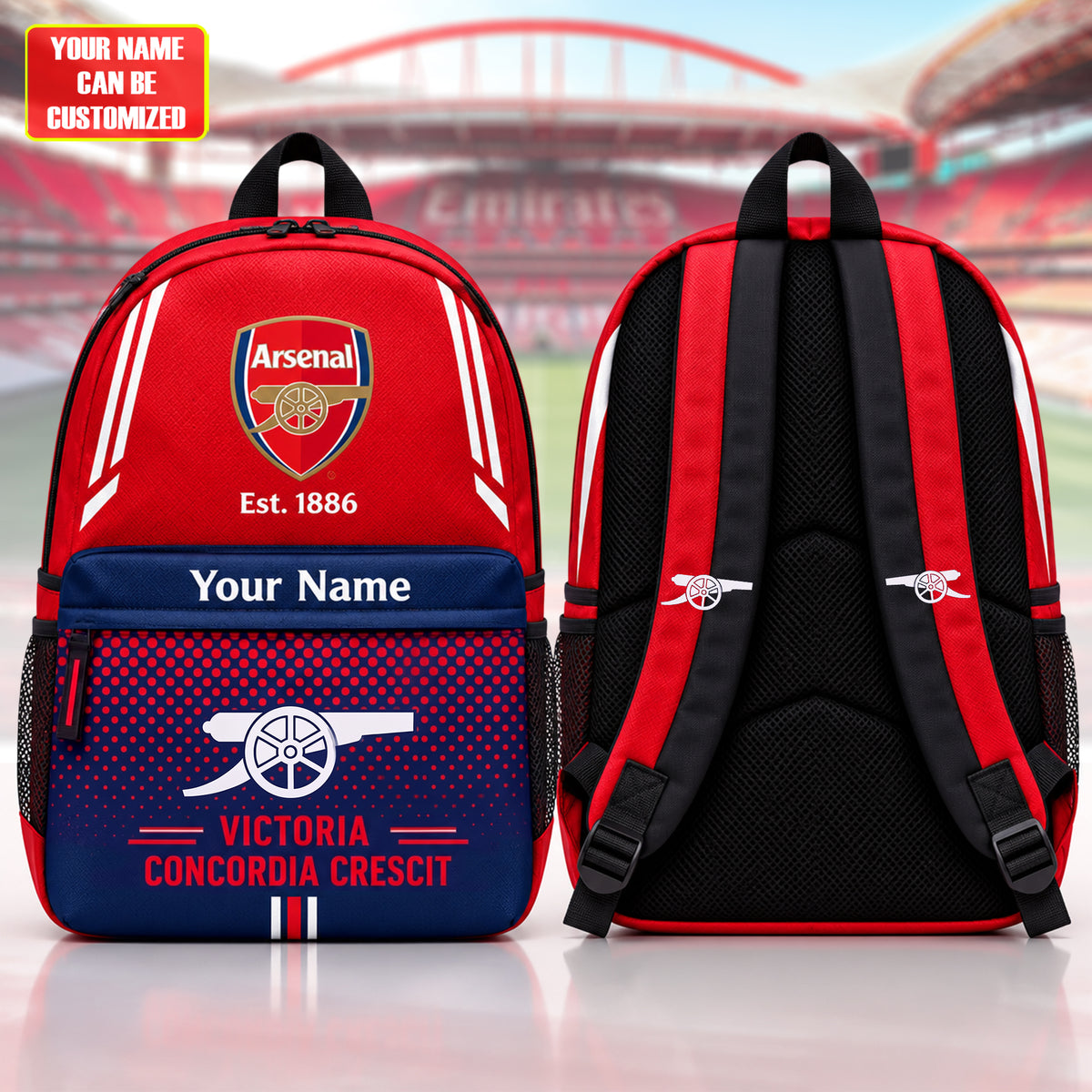 Personalized Arsenal Victoria 2026 Sport Backpack with Custom Name – Gift for Arsenal Fans