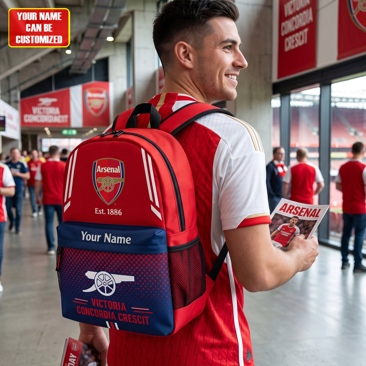 Personalized Arsenal Victoria 2026 Sport Backpack with Custom Name – Gift for Arsenal Fans