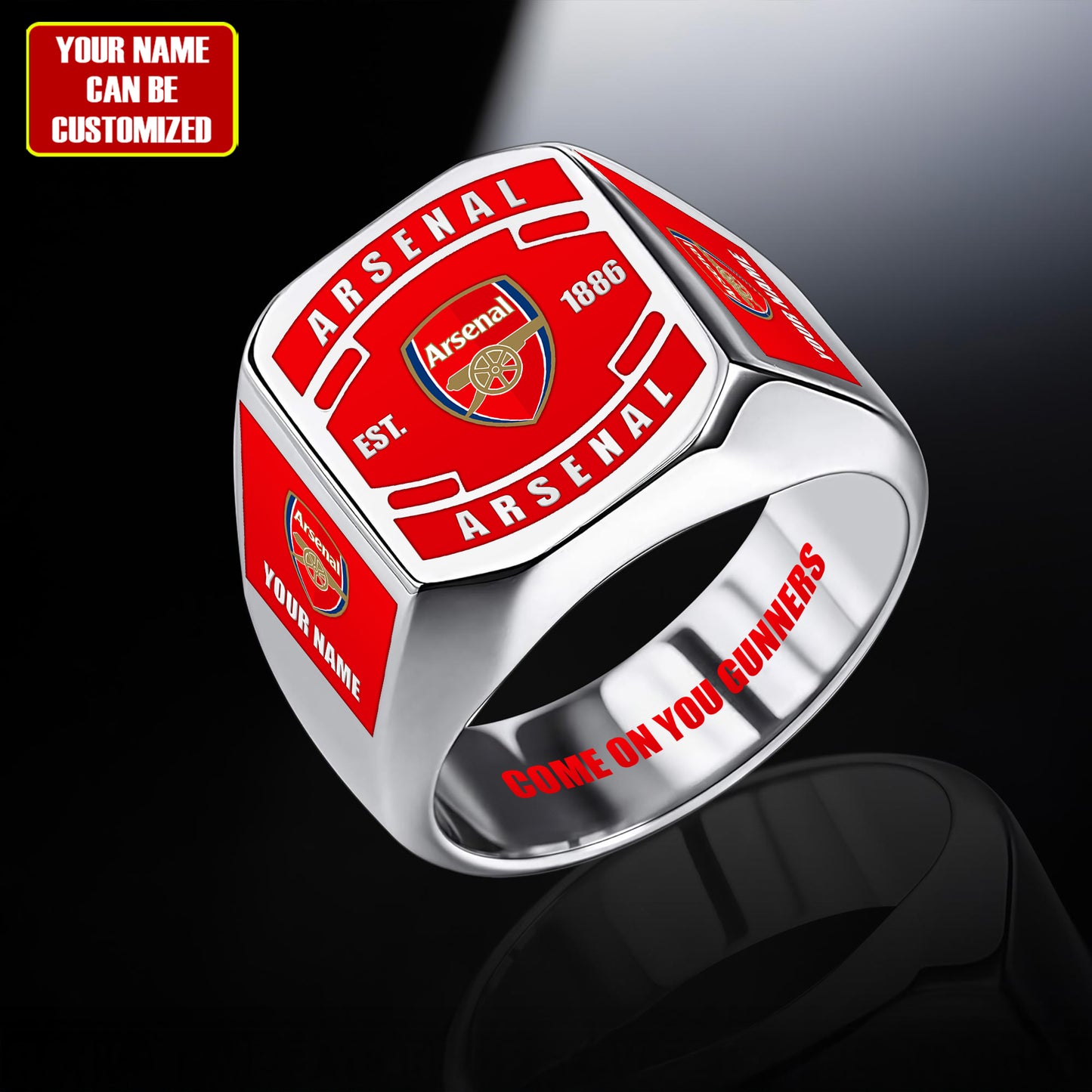 Arsenal FC Custom Name Classic Design Ring