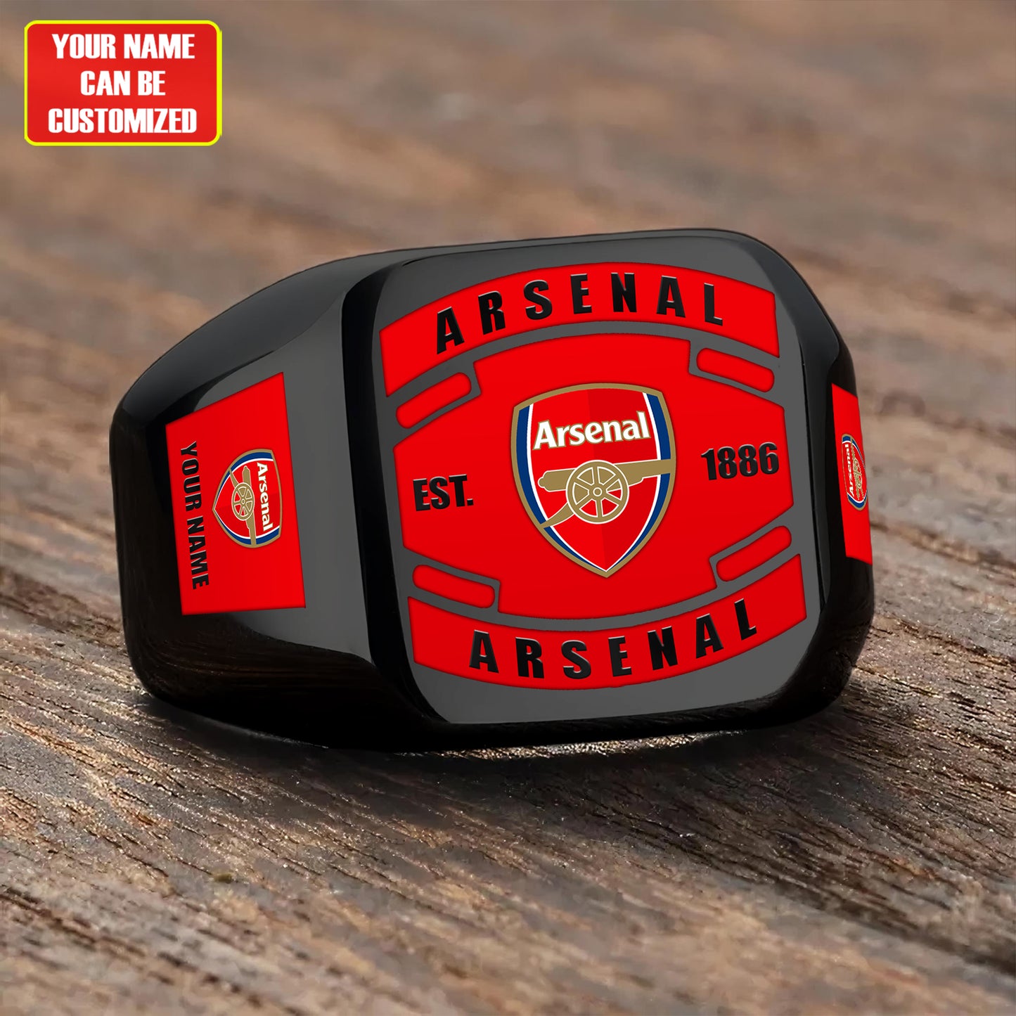Arsenal FC Custom Name Classic Design Ring