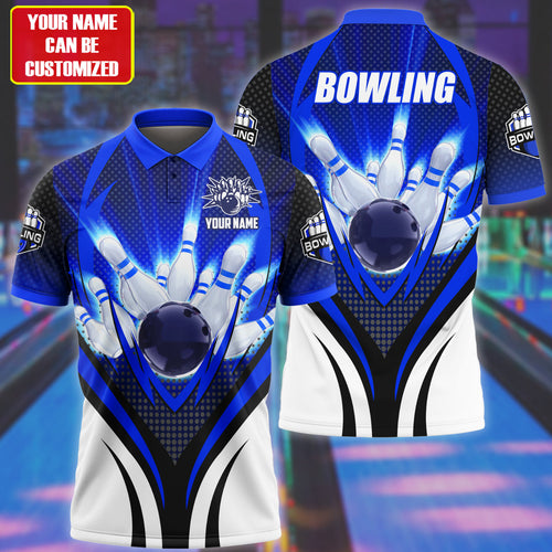 Personalized Name Bowling Player Blue Version All Over Printed Unisex Shirt Q190403