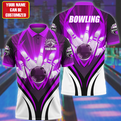 Personalized Name Bowling Player Purple Version All Over Printed Unisex Shirt Q190403