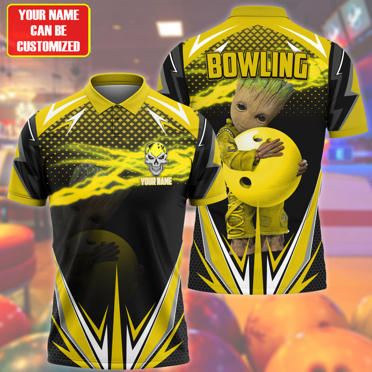 Personalized Name Gr Bowling Yellow Version All Over Printed Unisex Shirt Q190502