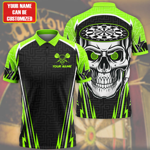 Personalized Name Green Skull Darts Maze All Over Printed Unisex Shirt Q190503