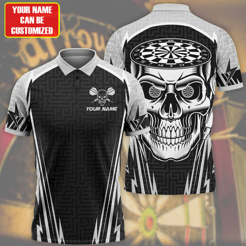 Personalized Name Black Skull Darts Maze All Over Printed Unisex Shirt Q190503