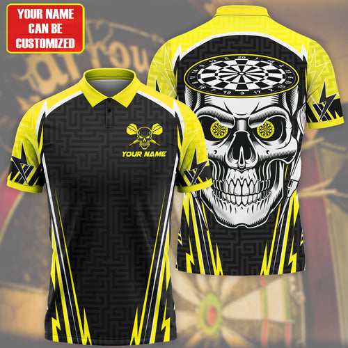 Personalized Name Yellow Skull Darts Maze All Over Printed Unisex Shirt Q190503