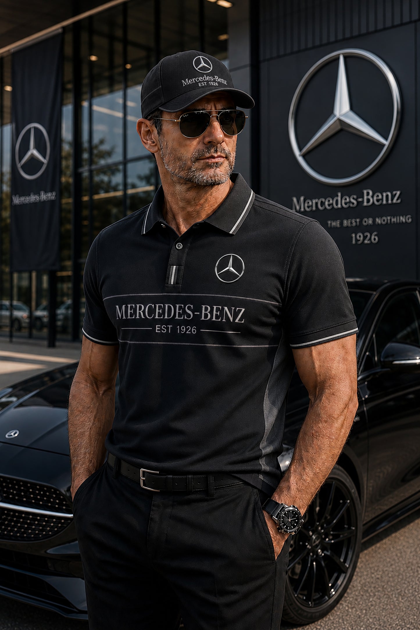 Personalized Merc EST 1926 Sport Polo Shirt ( Included Cap )