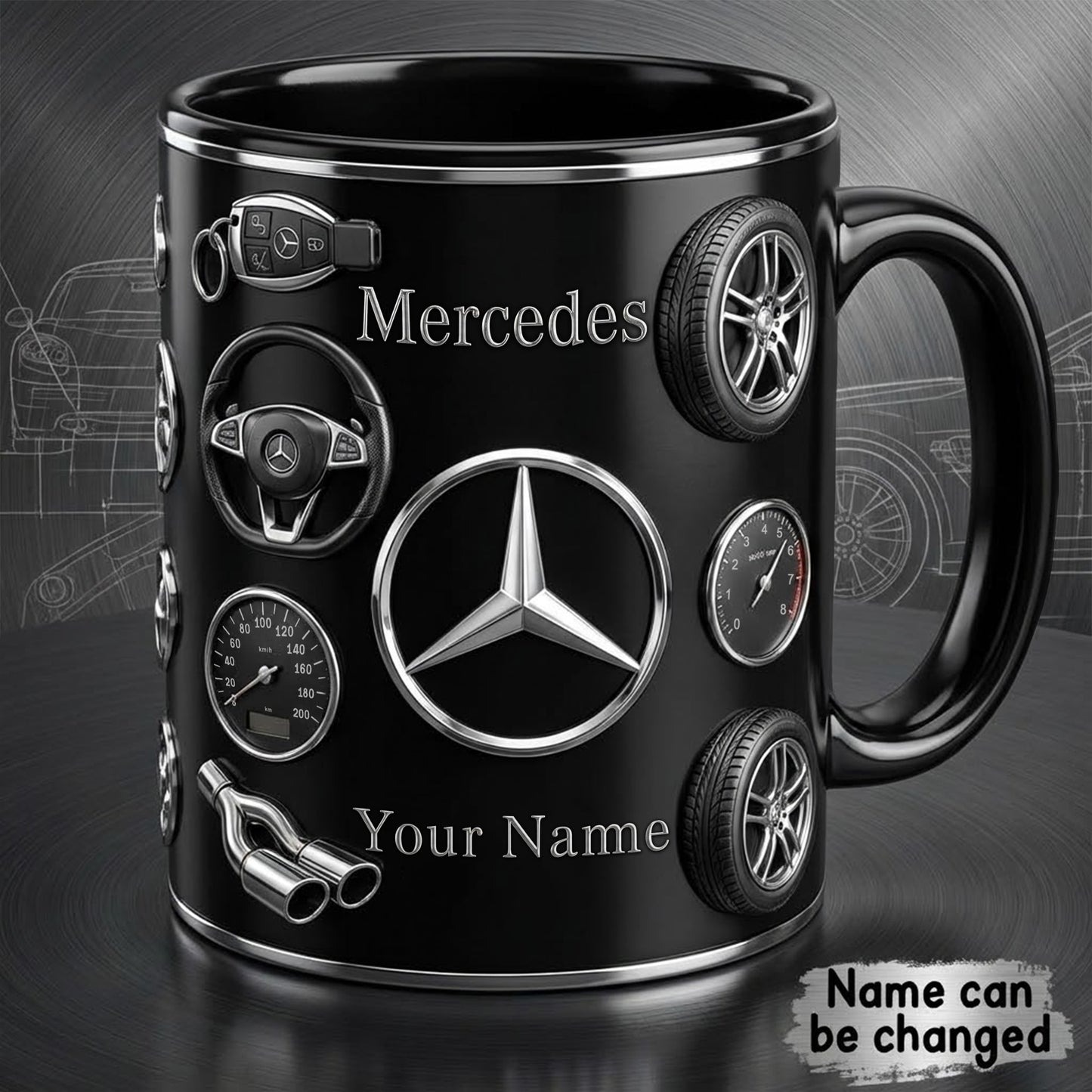 Personalized Merc Accent Mug , Cream Mug Gifts , Holiday Gifts