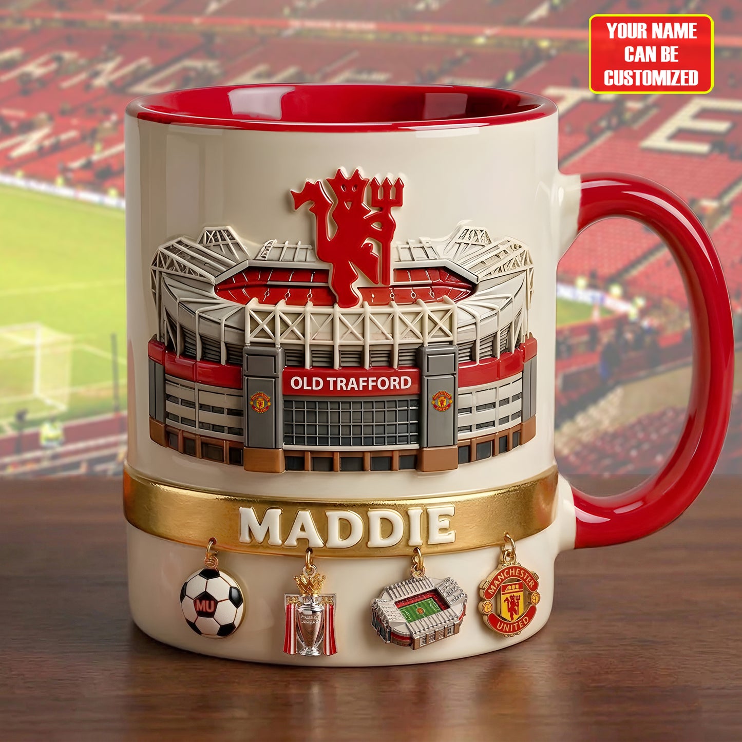 Personalized MU FC Red Devils Accent Mug , Cream Mug Gifts , Holiday Gifts