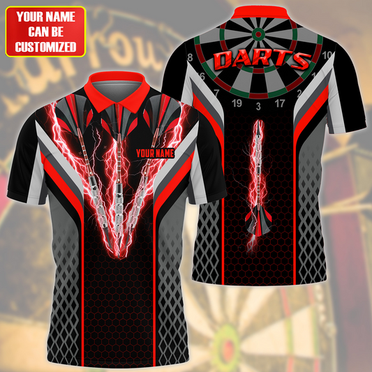 Personalized Name Red Thunder Darts All Over Printed Unisex Shirt Q200601