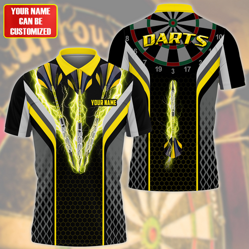 Personalized Name Yellow Thunder Darts All Over Printed Unisex Shirt Q200601