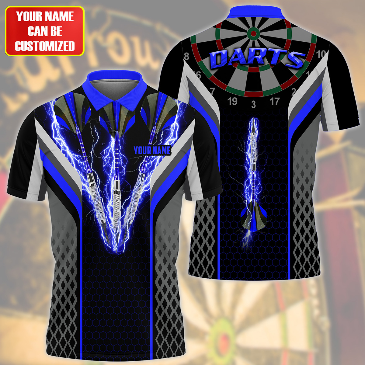 Personalized Name Blue Thunder Darts All Over Printed Unisex Shirt Q200601