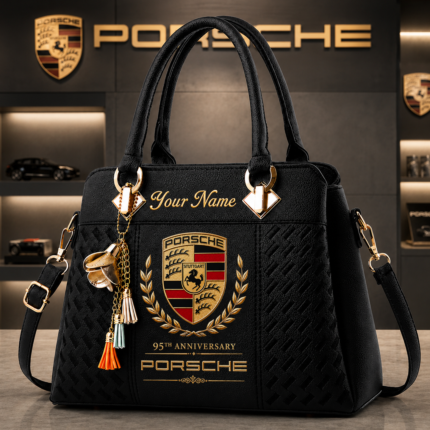 Pors 95TH Anniversary Custom Name Classic Leather Handbag (1931-2026)