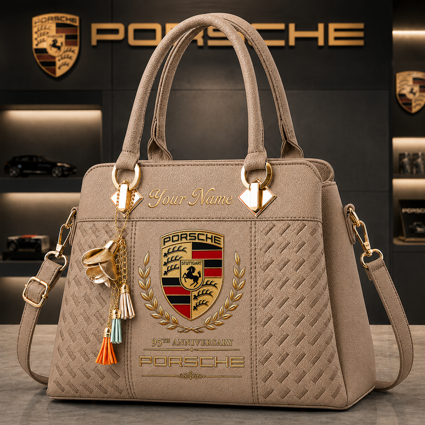 Pors 95TH Anniversary Custom Name Classic Leather Handbag (1931-2026)