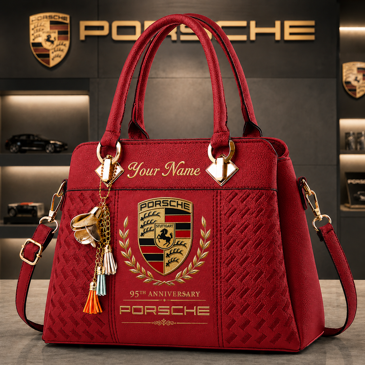 Pors 95TH Anniversary Custom Name Classic Leather Handbag (1931-2026)
