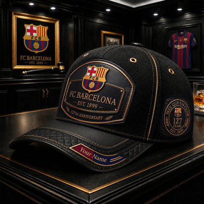 Personalized Barca Leather Vintage 127th Anniversary Classic Cap (1899-2026)