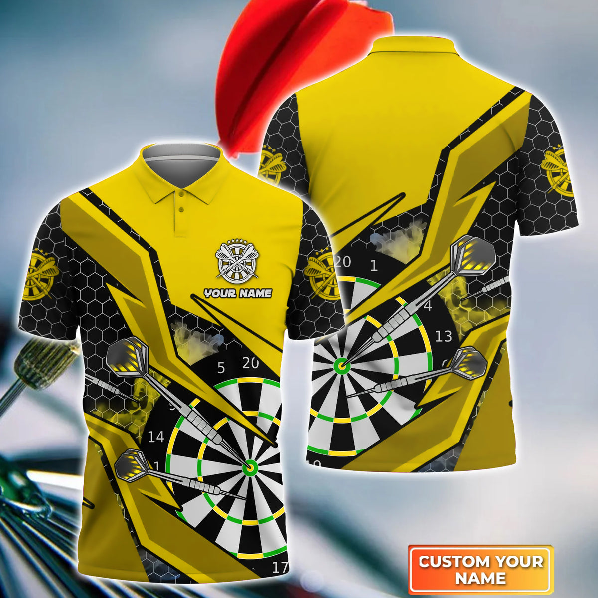 Personalized Name Yellow Cartoon Darts All Over Printed Unisex Shirt Q210302