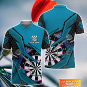 Personalized Name Teal Cartoon Darts All Over Printed Unisex Shirt Q210302