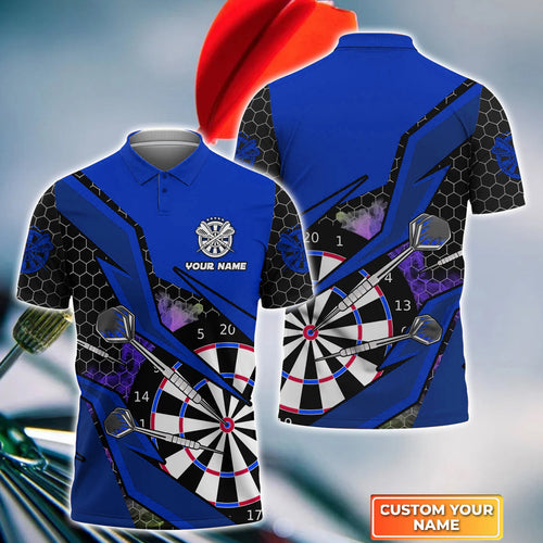Personalized Name Blue Cartoon Darts All Over Printed Unisex Shirt Q210302