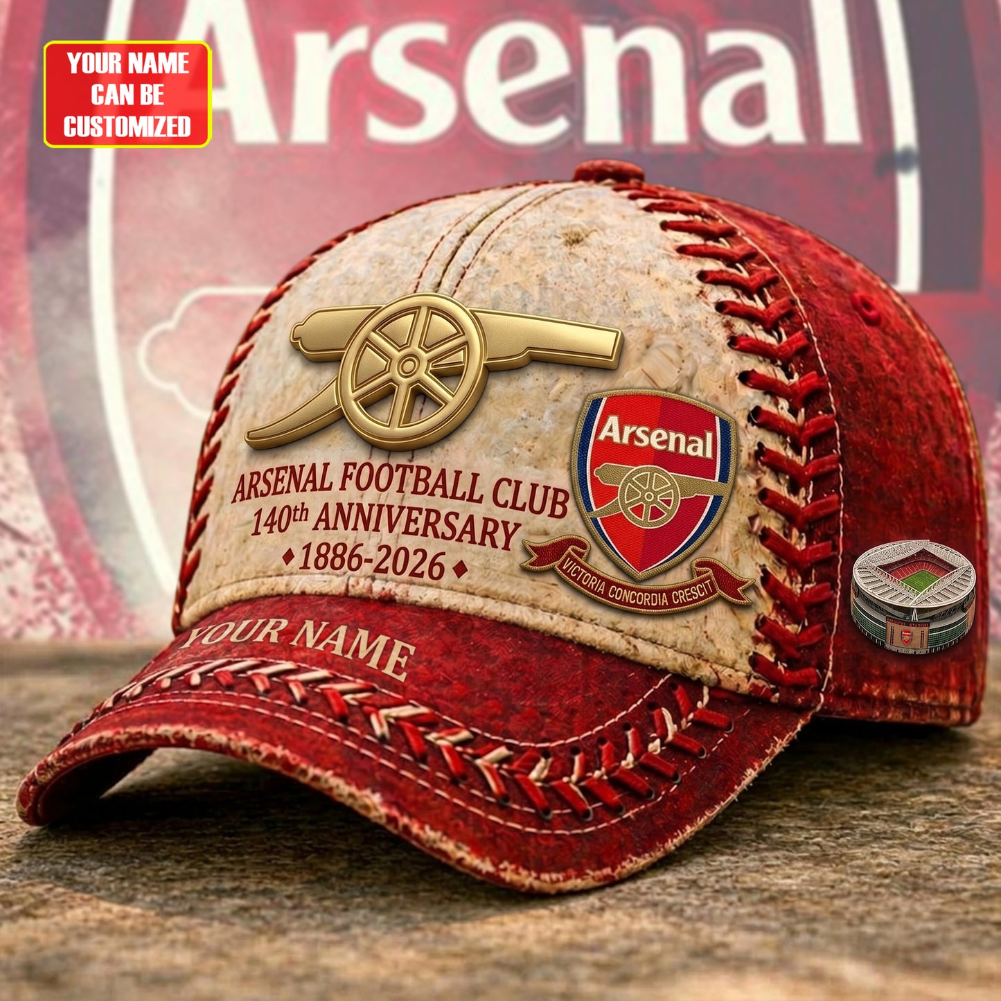 Arsenal FC Stadium Vintage 140th Anniversary Classic Cap (1886-2026)