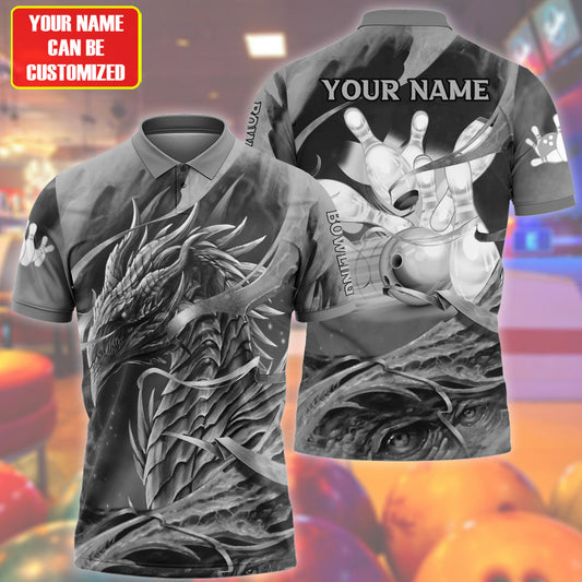 Personalized Name Black Dragon Bowling All Over Printed Unisex Shirt Q210501
